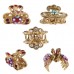Claw - 6 PCS 0.75" Wide, 8-tooth Crystal Flower Claw, Pack = 6 pcs - CW-CL0193GD
